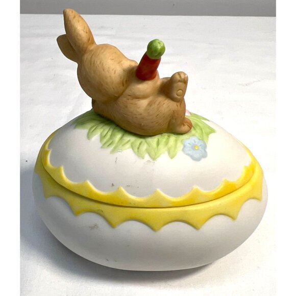 Lefton China Bunny Egg Trinket Box With Lid - Picture 3 of 5